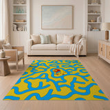 Cartoon Lion Maze Yellow Area Rug