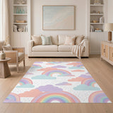 Rainbow Clouds Kids Washable Area Rug