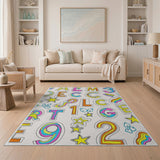 Vibrant ABC 123 Kids Cartoon Area Rug