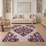 Floral Vintage Purple Elegant Purple Damask Floral Area Rug