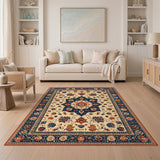 Multi-color and Patterns Beige Persian Floral Medallion Area Rug
