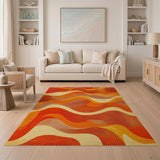 Bold Orange Wave Abstract Area Rug