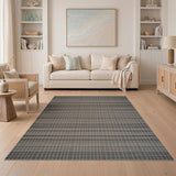 Grey Geometric Modern Modern Grey Striped Woven Area Rug
