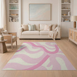Pink Blush Pink Wavy Abstract Area Rug