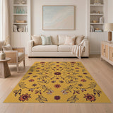 Mustard Yellow Floral Vintage Area Rug