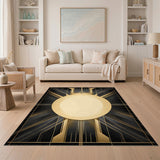 Black and Gold Radiant Geometric Area Rug