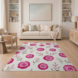 Pink Watercolor Roses Area Rug