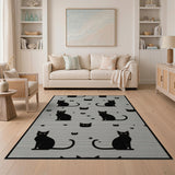 Spooky Black Cat Owl Silhouette Area Rug