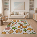 Whimsical Christmas Cookies Trees Pattern Rug