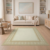 Elegant Gold Filigree Border Cream Area Rug