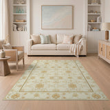 Cream Gold Floral Vine Area Rug