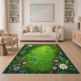 Lush Green Moss Lily Pad Area Rug