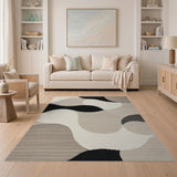 Abstract Black White Organic Shapes Area Rug