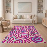 Swirling Pink Teal Abstract Area Rug