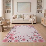 Pink Sakura Blossom Floral Area Rug