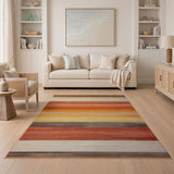 Warm Orange Striped Area Rug