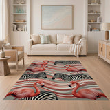 Pink Flamingo Zebra Wavy Area Rug