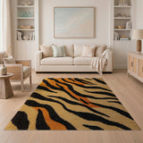 Multi-color and Patterns Bold Orange Tiger Stripe Area Rug