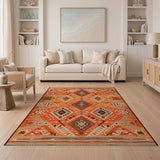 Orange Vibrant Orange Southwestern Geometric Area Rug