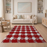 Geometric Modern Bold Red Houndstooth Geometric Area Rug