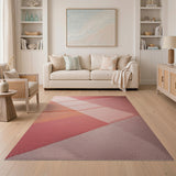 Vibrant Pink Orange Patchwork Geometric Area Rug