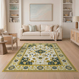 Gold Navy Traditional Persian Medallion Rug