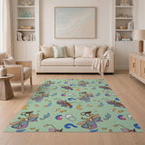 Whimsical Cartoon Moths with Glasses Area Rug