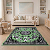 Mint Green Persian Floral Medallion Rug