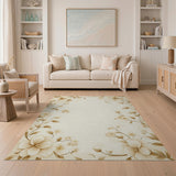 Vintage Floral Beige Border Area Rug