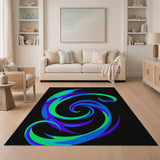 Vibrant Blue Teal Swirl Abstract Area Rug