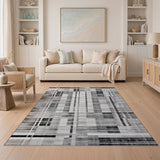 Grey Geometric Modern Geometric Grey Abstract Area Rug