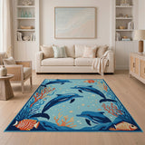 Playful Dolphins Fish Underwater Kids Rug