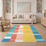 Vibrant Geometric Striped Multi-Color Area Rug