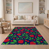 Vibrant Strawberry Berry Pattern Area Rug