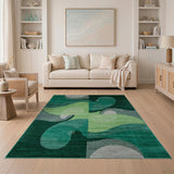 Emerald Fluid Geometric Area Rug