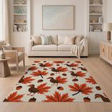 Whimsical Thanksgiving Turkey Acorn Leaves Rug