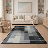 Geometric Modern Black and White Modern Geometric Grid Black White Area Rug