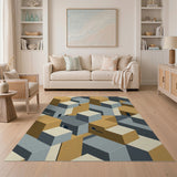 Modern Geometric Cube Stacked Area Rug