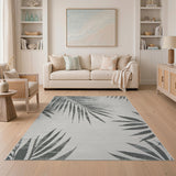 Grey Palm Frond Coastal Area Rug