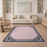 Blush Pink Ornate Border Area Rug