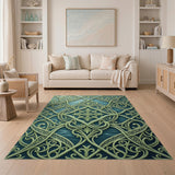 Ornate Teal Mint Filigree Area Rug