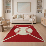 Red Baseball Stitched Area Rug