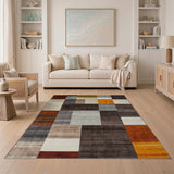 Geometric Modern Multi-color and Patterns Multi-Color Geometric Patchwork Area Rug