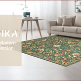 Ultra Soft Area Rug, Non Slip, Stain Resistant, Washable Area Rugs for Living Room, Bedroom, Lively Earth Tones with Intricate Patterns(Green)