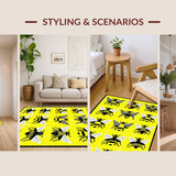 Ultra Soft Area Rug, Non Slip, Stain Resistant, Washable Area Rugs for Living Room, Bedroom, Colorful Artistic Floral Tile(Yellow)