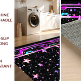 Ultra Soft Area Rug, Non Slip, Stain Resistant, Washable Area Rugs for Living Room, Bedroom, Charming Dreamy Celestial Theme(Black)