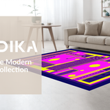 Ultra Soft Area Rug, Non Slip, Stain Resistant, Washable Area Rugs for Living Room, Bedroom, Artful 80s Inspired Dynamic Shapes(Purple)