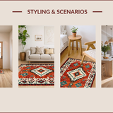 Ultra Soft Area Rug, Non Slip, Stain Resistant, Washable Area Rugs for Living Room, Bedroom, Tribal Distressed Ethnic Aesthetic(Red)