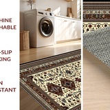Ultra Soft Area Rug, Non Slip, Stain Resistant, Washable Area Rugs for Living Room, Bedroom, Luxurious Distressed Geometric Print(Beige)