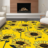 Ultra Soft Area Rug, Non Slip, Stain Resistant, Washable Area Rugs for Living Room, Bedroom, Rustic Floral Medley Circular Theme(Yellow)
